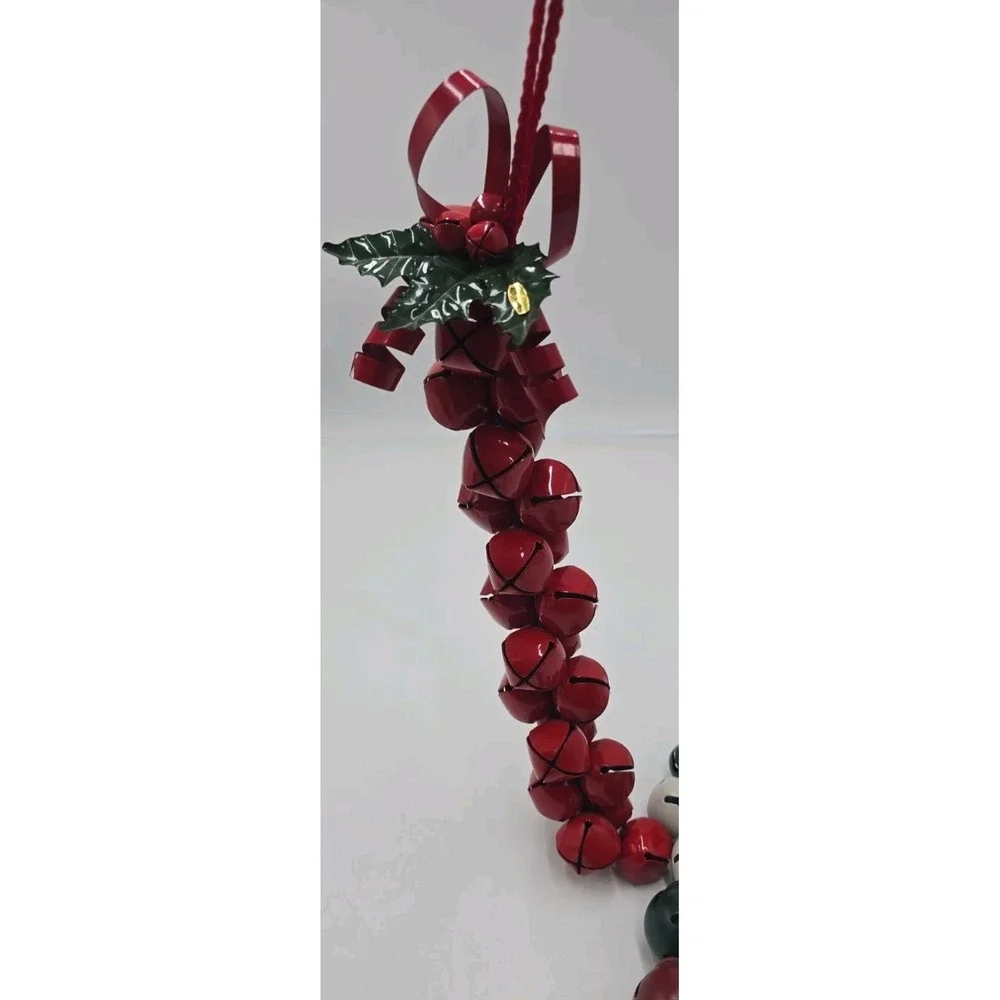 Vintage Christmas Jingle Bell Door Hanger Lot Red Green White Metal Holiday